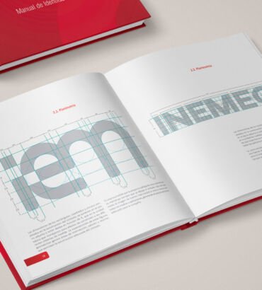 Planimetría del logo de Inemec, diseñado por Galanés Agencia de Comunicación.